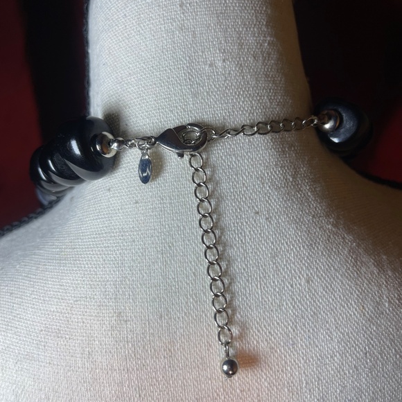 Chico's Short Black & Silver Disk Beads Necklace - Picture 3 of 4
